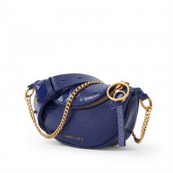 Charles Keith Ring Decoration Street Fashion Belt Bag Dark Blue